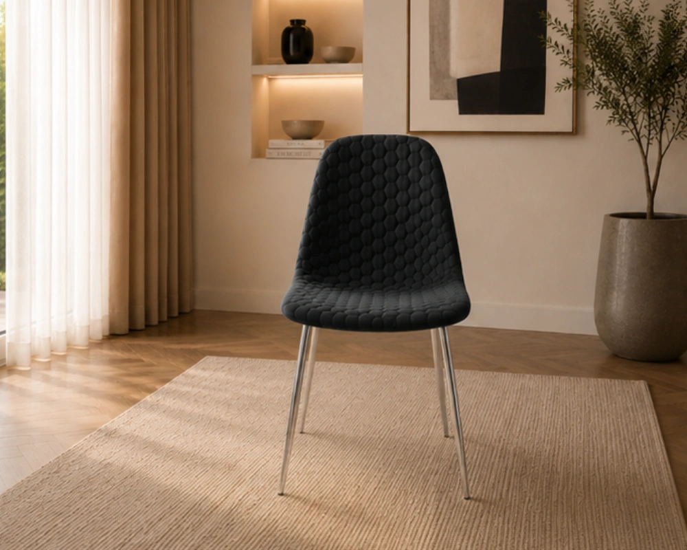 Chaise Moderne en Velours Gris au Style Raffiné - Chaises Neuf – Image 2