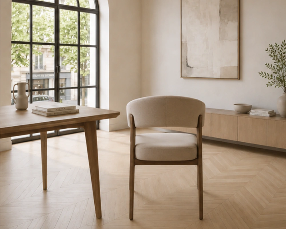 Chaise Rembourrée Beige au Design Moderne - Chaise – Image 2