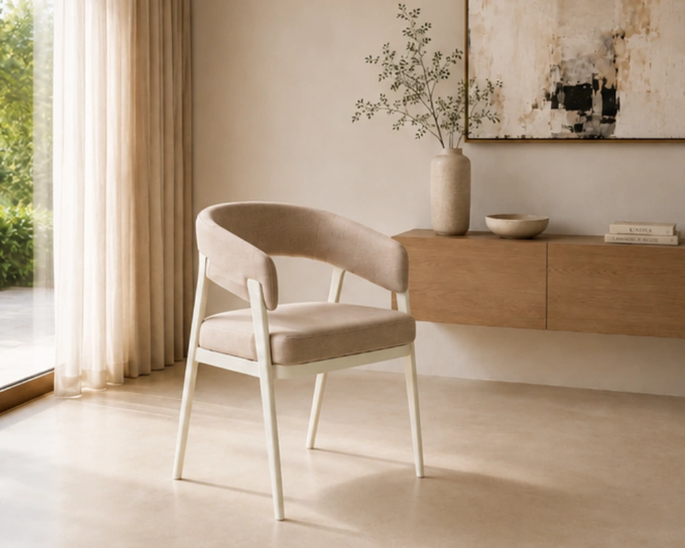 Chaise - Chaise Beige Confortable avec Pieds en Bois