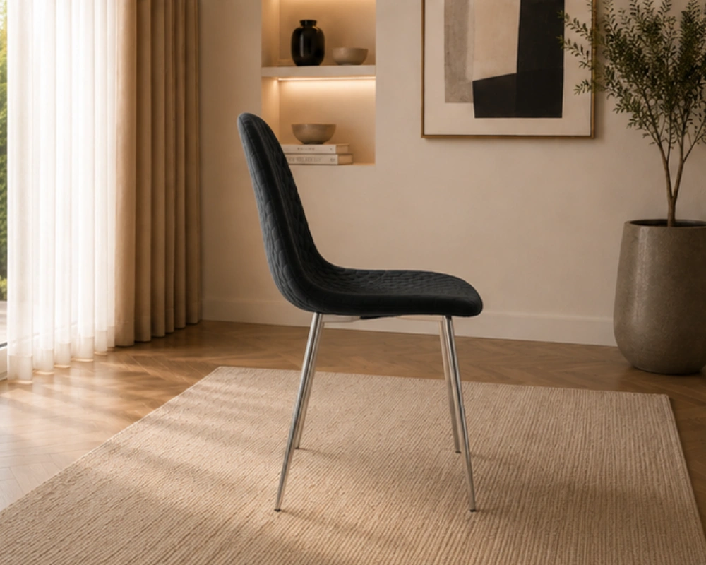 Chaise Moderne en Velours Gris au Style Raffiné - Chaises Neuf – Image 3