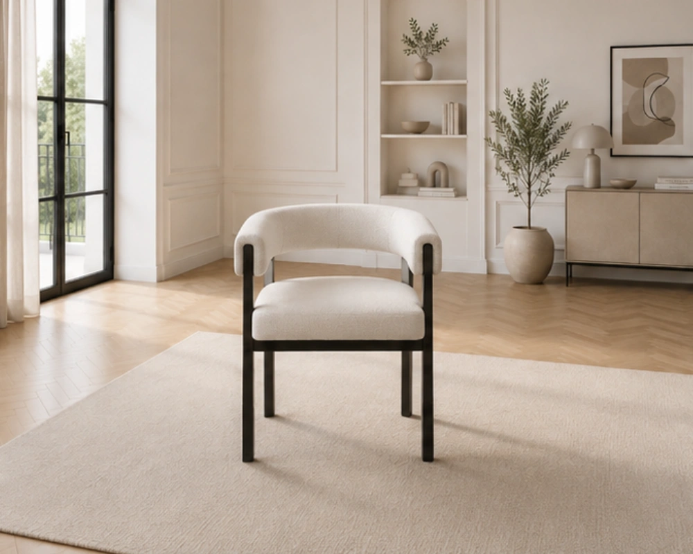 Chaise Contemporaine Beige avec Pieds en Bois Naturel - Chaise en Bois