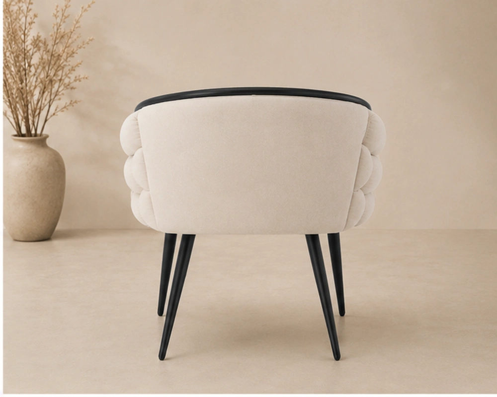 Chaise de Salle à Manger Beige au Style Moderne - Chaise en Velours Bubble - Lot de 4/6 Chaises – Image 4