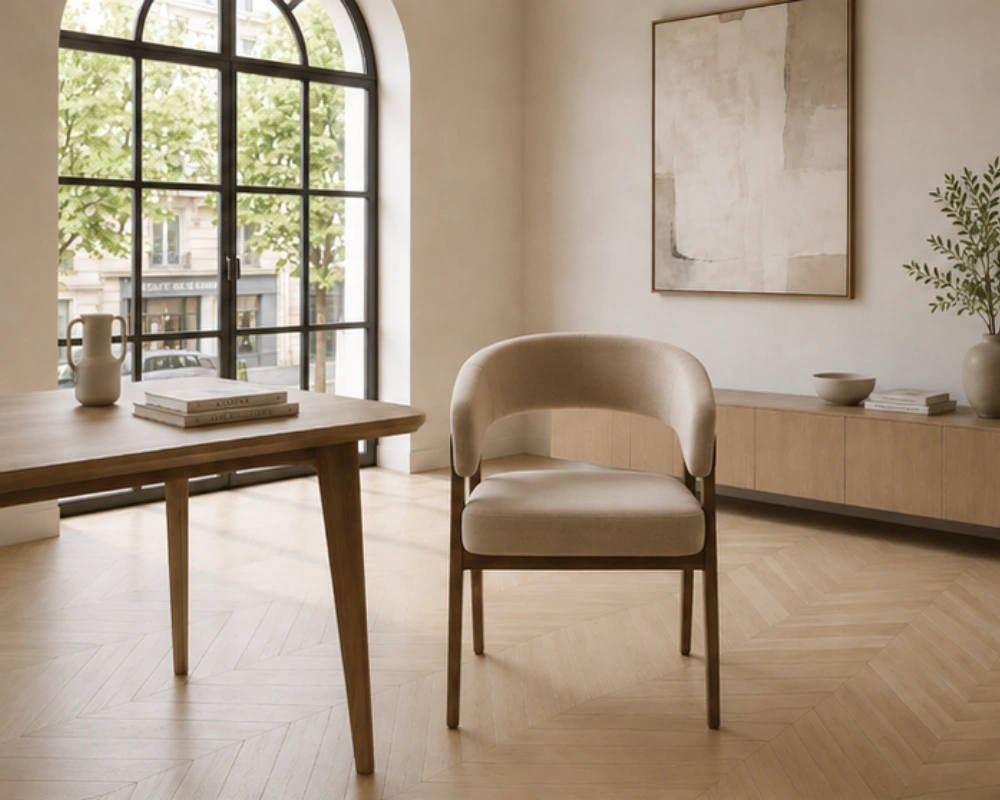 Chaise Rembourrée Beige au Design Moderne - Chaise – Image 3