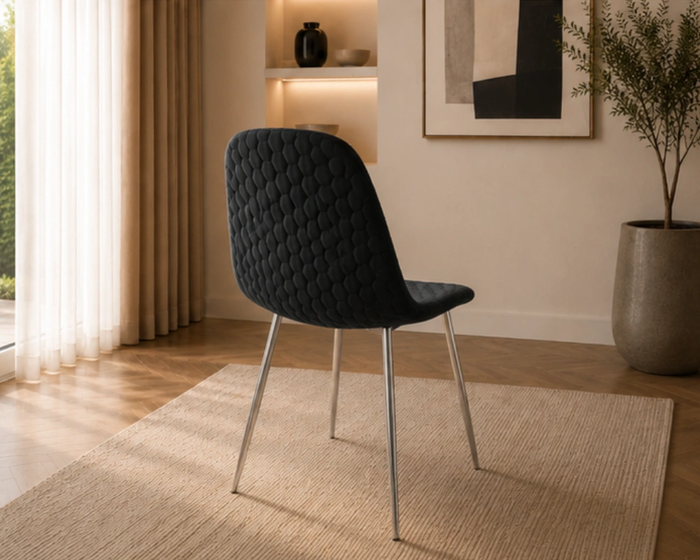 Chaise Moderne en Velours Gris au Style Raffiné - Chaises Neuf – Image 4