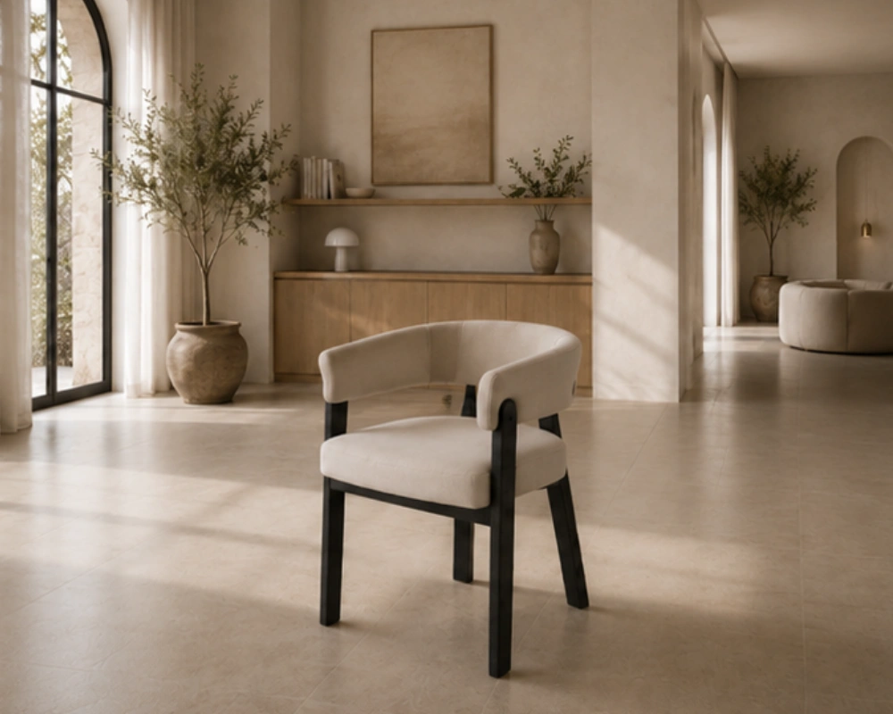 Chaise Beige Moderne avec Pieds en Bois Élégants - Chaise Premium Beige avec Structure en Bois