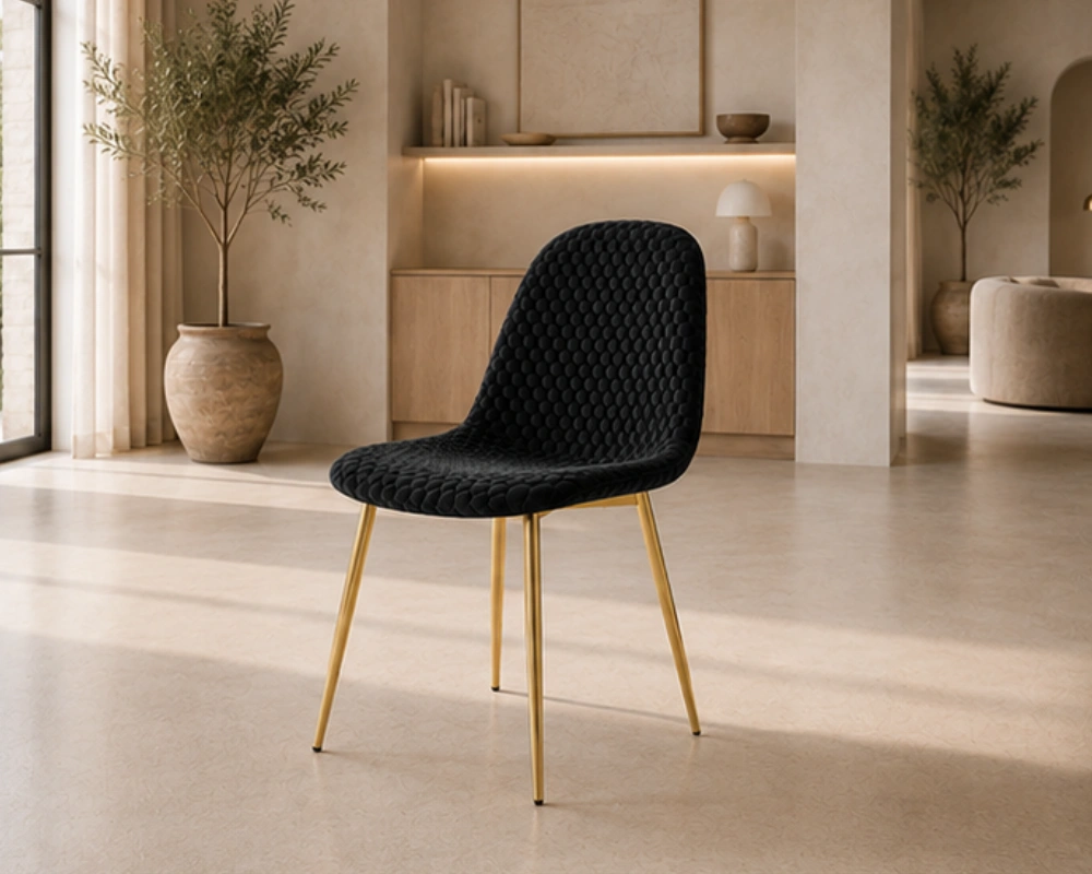 Chaise Moderne en Tissu Noir pour Table à Manger - Chaises en Velours