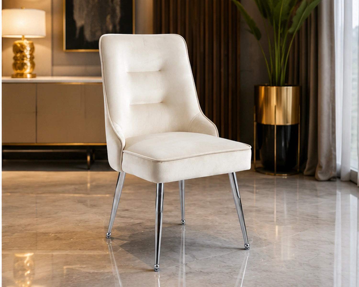 Chaise de salle à manger confortable 4 et 6 – fauteuil velours capitonné élégant