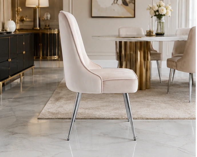 Chaise de salle à manger en tissu – fauteuil rembourré avec accoudoirs – Image 4