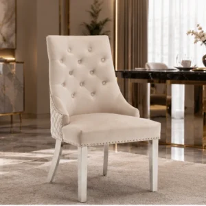 Chaise salle à manger en velours 4 et 6 – chaise de table capitonnée et chic
