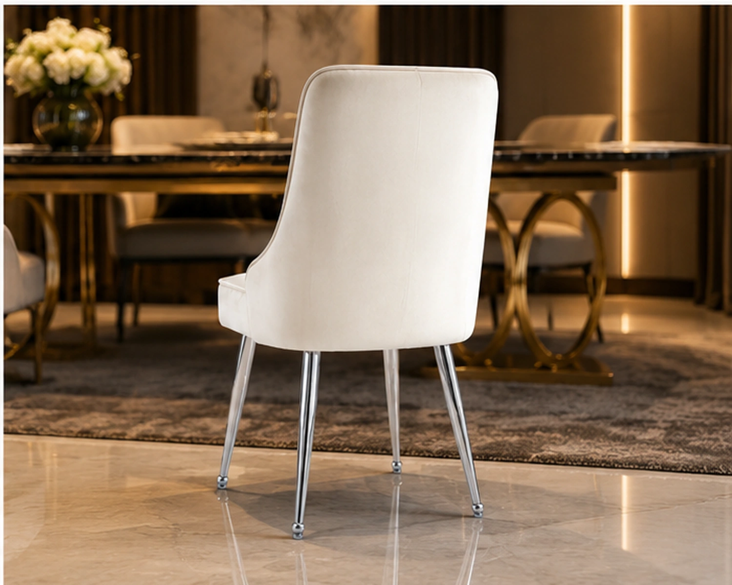 Chaise de salle à manger confortable 4 et 6 – fauteuil velours capitonné élégant – Image 3