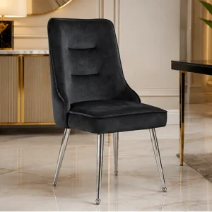 Chaise de salle à manger en velours – siège capitonné au style élégant