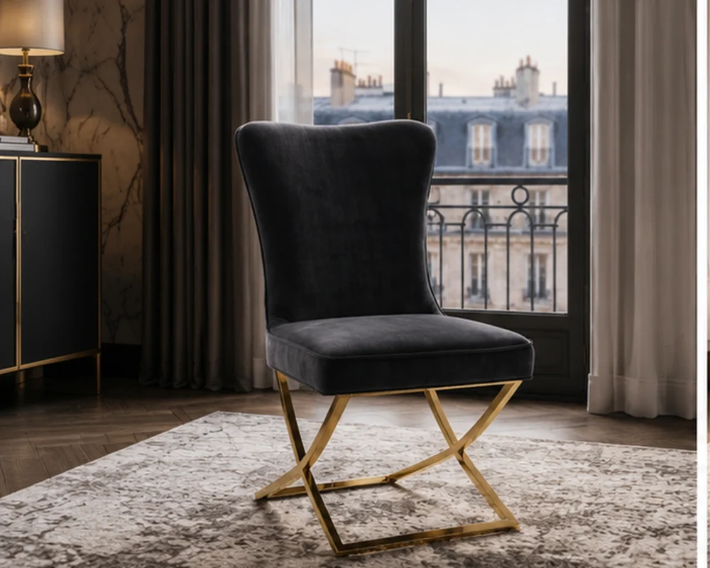Chaise de table confortable 4 et 6 chaises  – chaise en velours au dossier haut