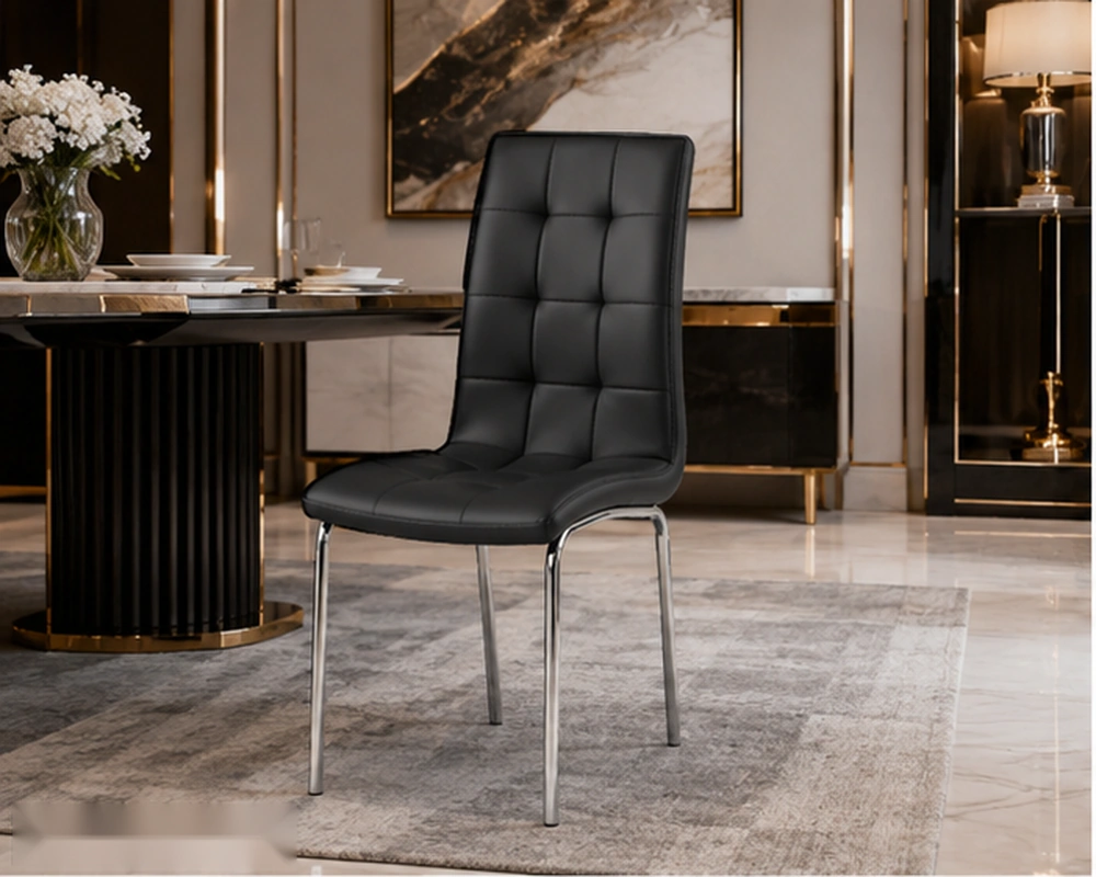 Chaise de salle à manger capitonnée – chaise élégante avec dossier haut – Image 5
