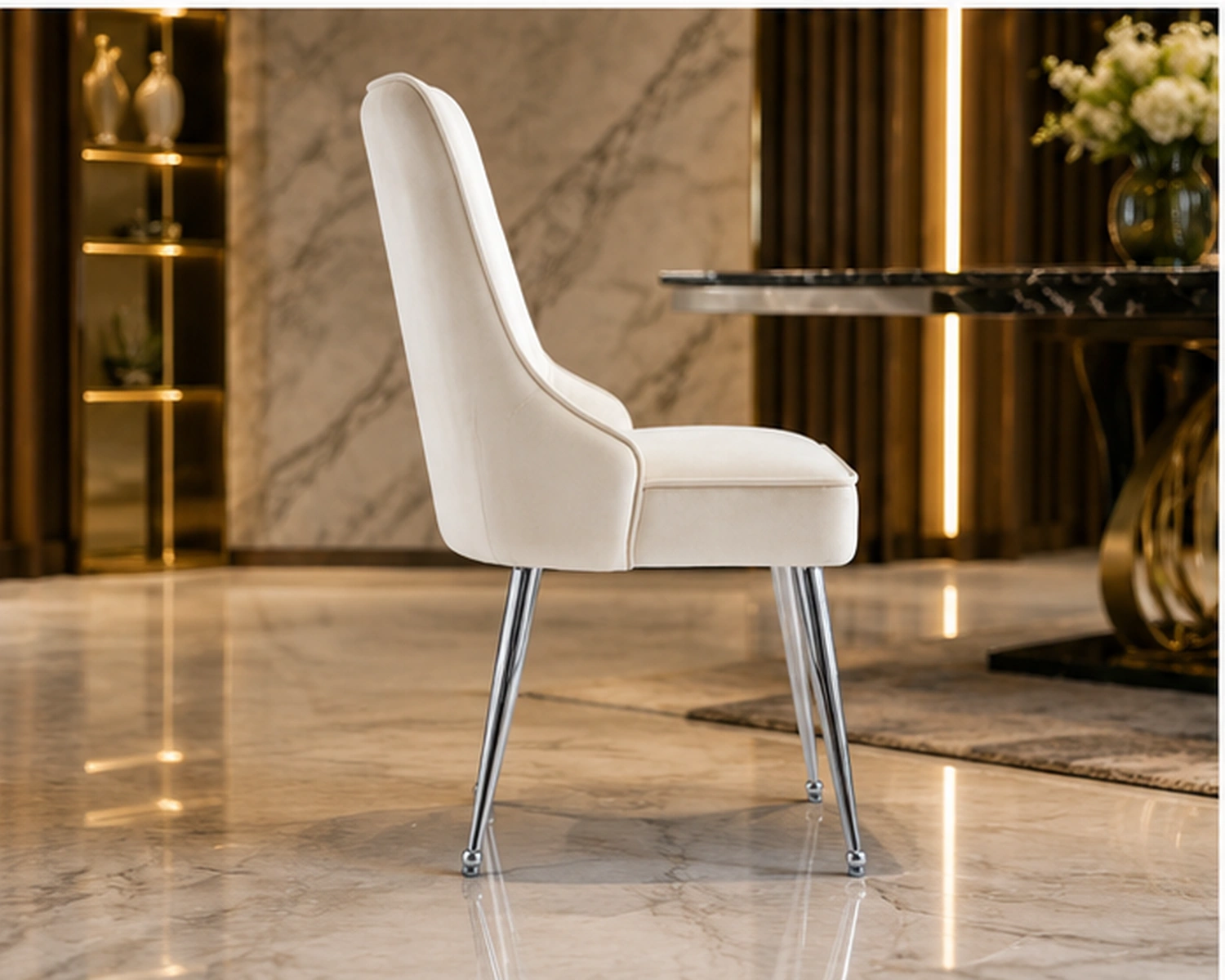 Chaise de salle à manger confortable 4 et 6 – fauteuil velours capitonné élégant – Image 2