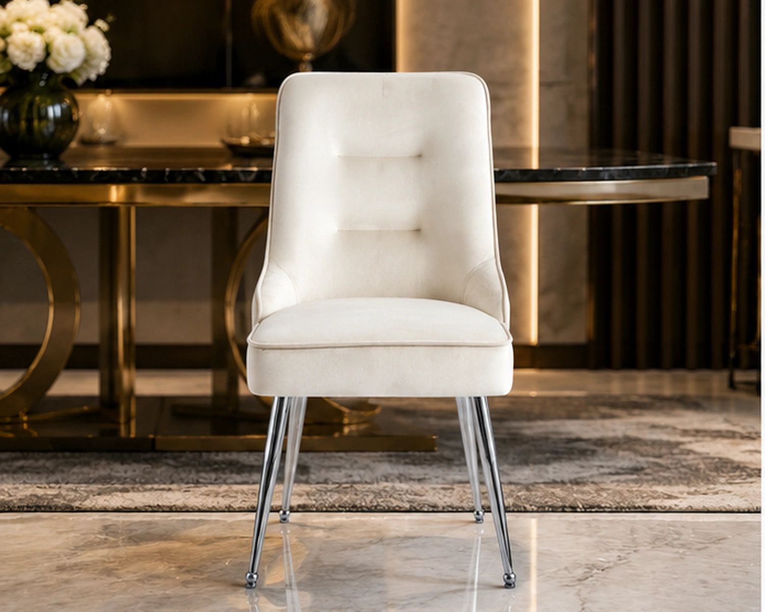 Chaise de salle à manger confortable 4 et 6 – fauteuil velours capitonné élégant – Image 5