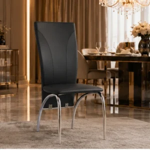 Chaise repas en velours capitonné – chaise salle à manger haut dossier