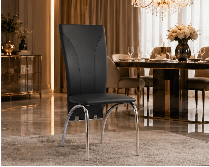 Chaise repas en velours capitonné – chaise salle à manger haut dossier