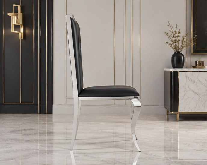 Chaise velours salle à manger 4 et 6 chaises – chaise capitonnée au style luxueux – Image 3
