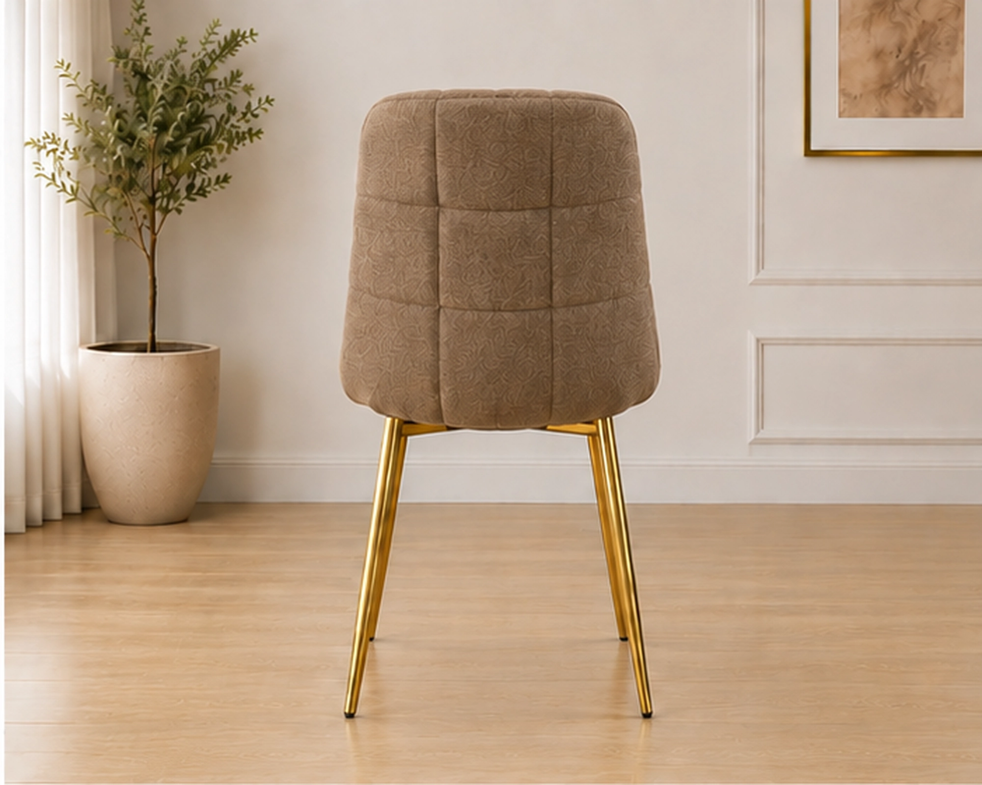 Ensemble de 4 Chaises en Velours Beige - Lot de 4 Chaises – Image 5