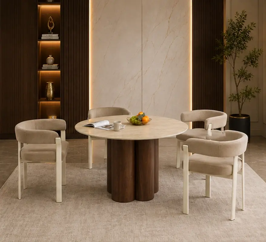 Table à Manger Familiale avec 4 Chaises - Ensemble Salle à Manger Contemporain – Image 5