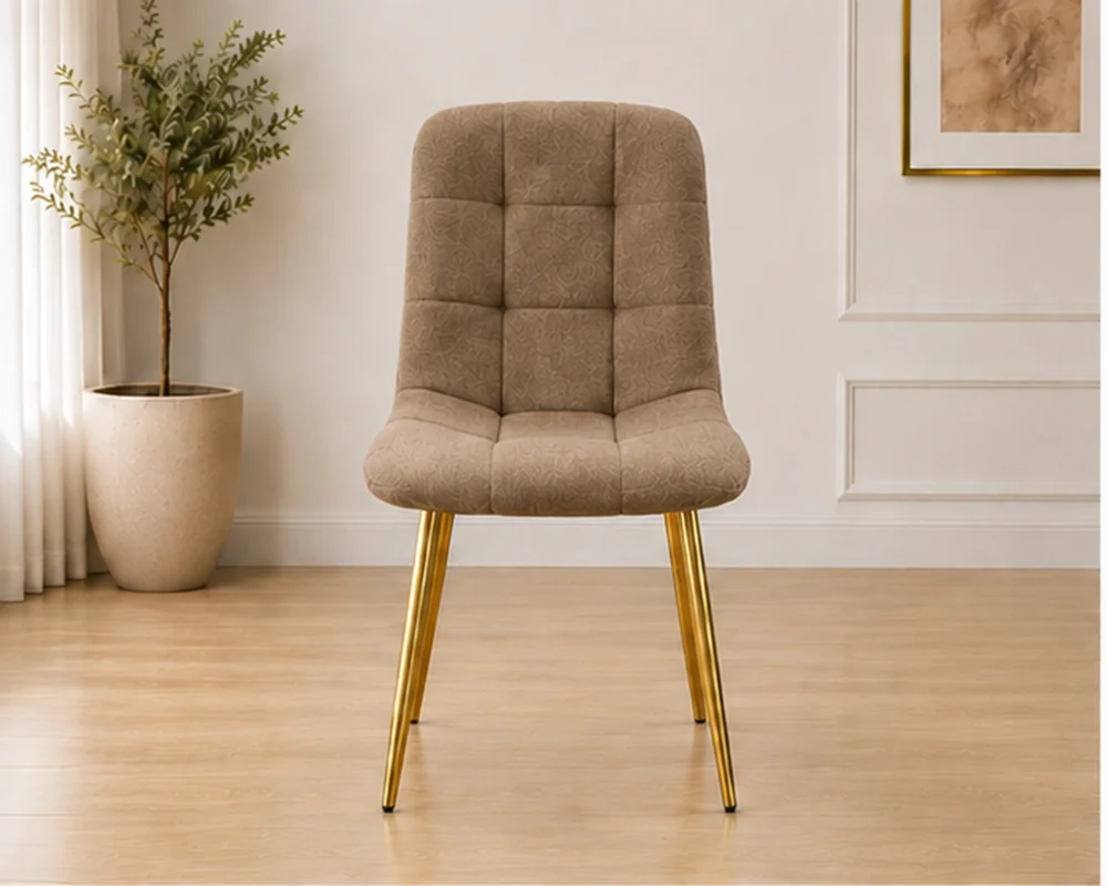 Ensemble de 4 Chaises en Velours Beige - Lot de 4 Chaises