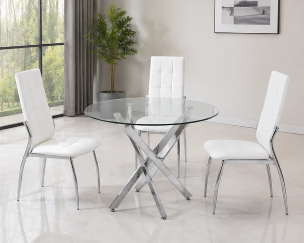 Ensemble table à manger ronde avec 4 chaises- table 100x75cm et 120x75cm