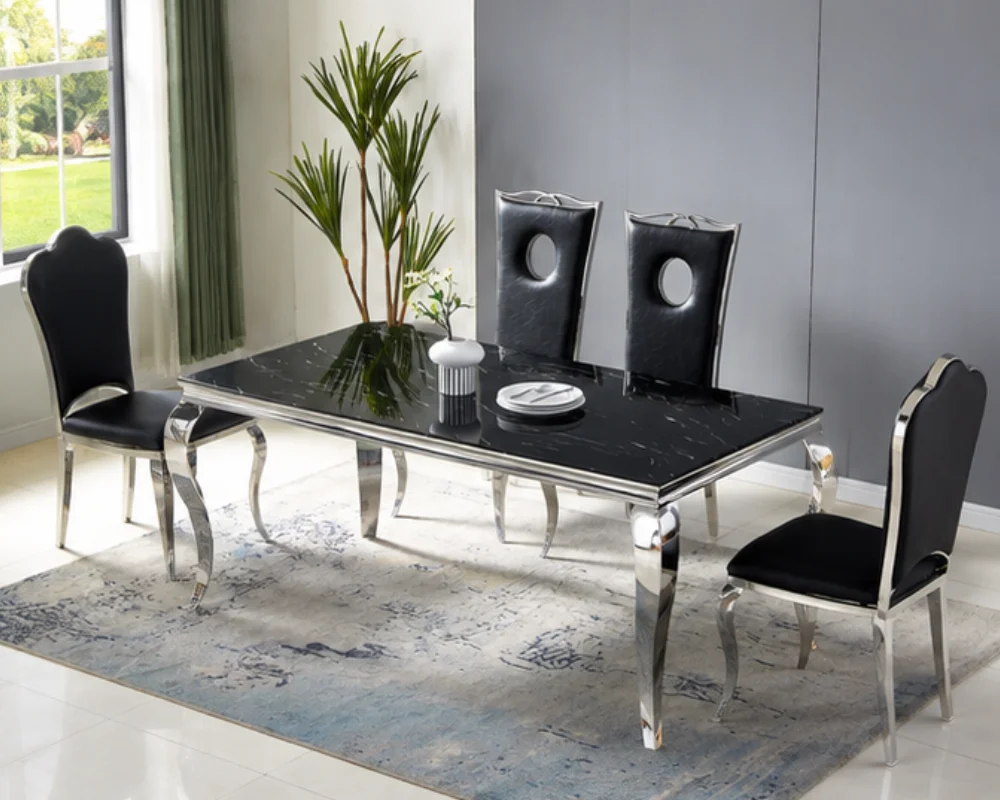 Table à Manger avec Quatre Chaises de Repas- Table Familiale de Repas et 4 Chaises