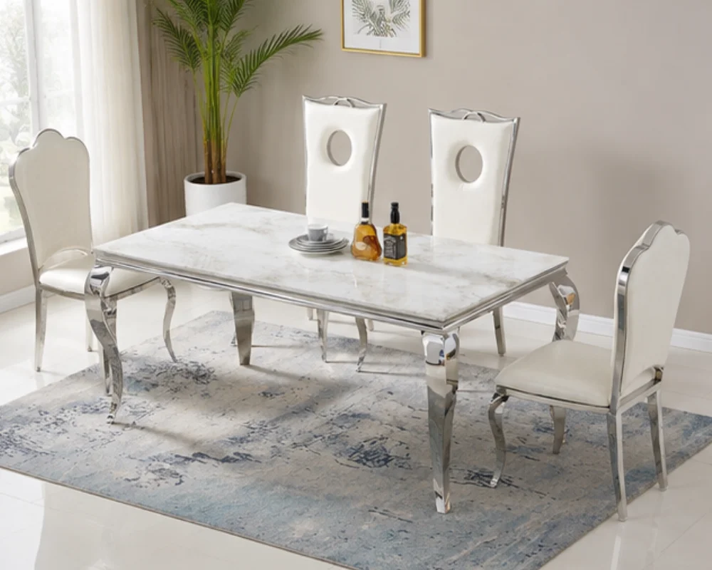 Table à Manger Familiale et 4 Chaises- Table de Salle à Manger Familiale avec Chaises – Image 2