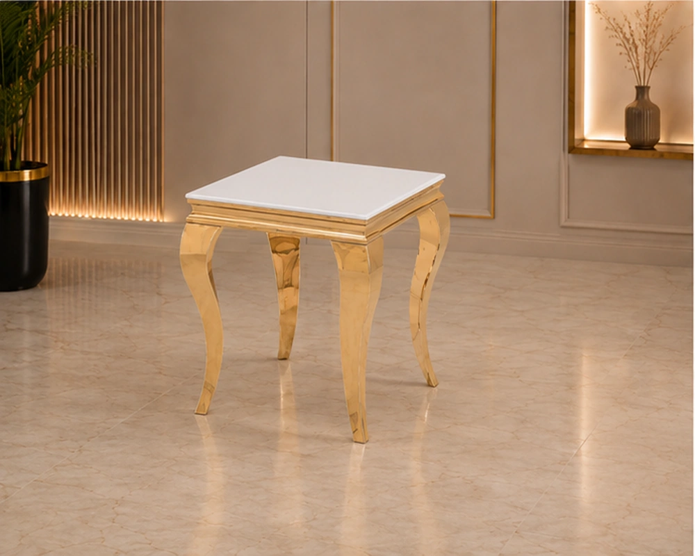 Chariot de Service de Luxe avec Structure Dorée et Plateau en Verre Sophistiqué