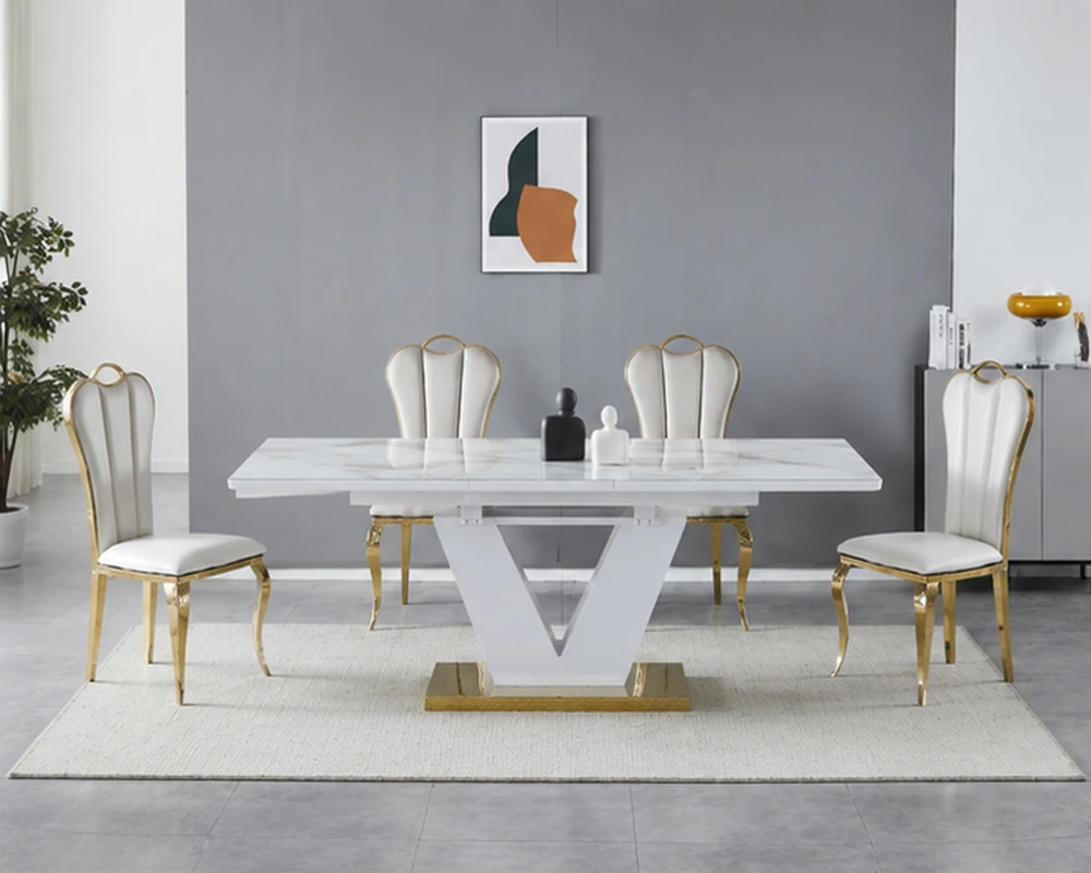 Table à Manger Moderne avec 4 ou 6 Chaises – Ensemble Élégant pour Salle à Manger – Image 2