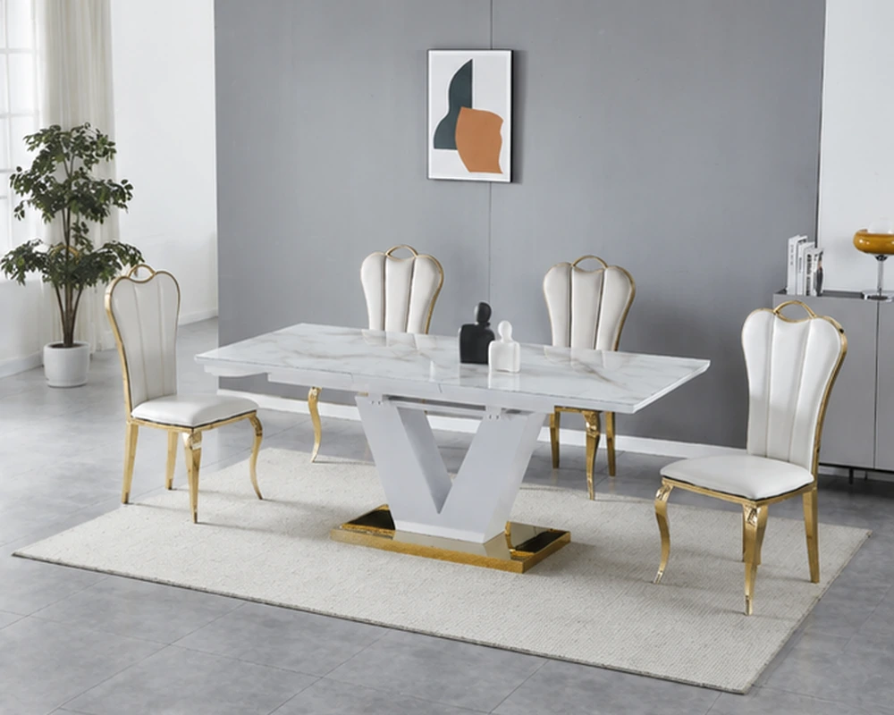 Table à Manger Moderne avec 4 ou 6 Chaises – Ensemble Élégant pour Salle à Manger – Image 3