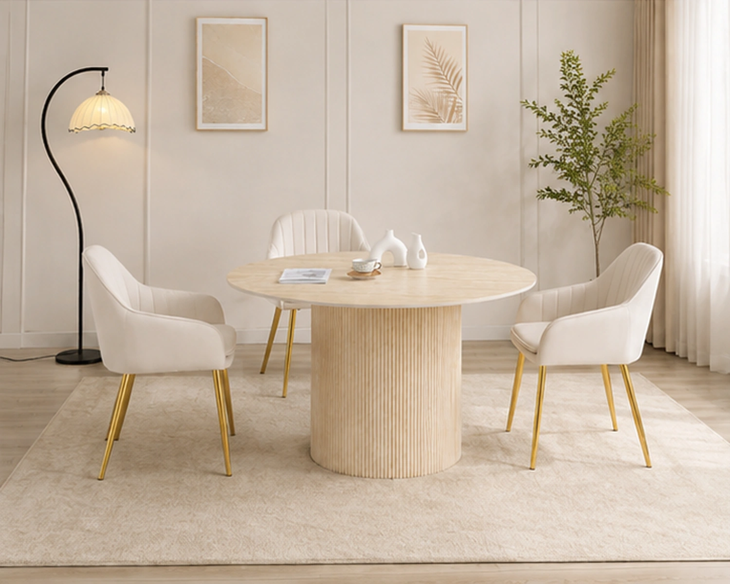 Ensemble Table à Manger avec 4 Chaises - Table Ronde Moderne avec 4 Chaises – Image 3