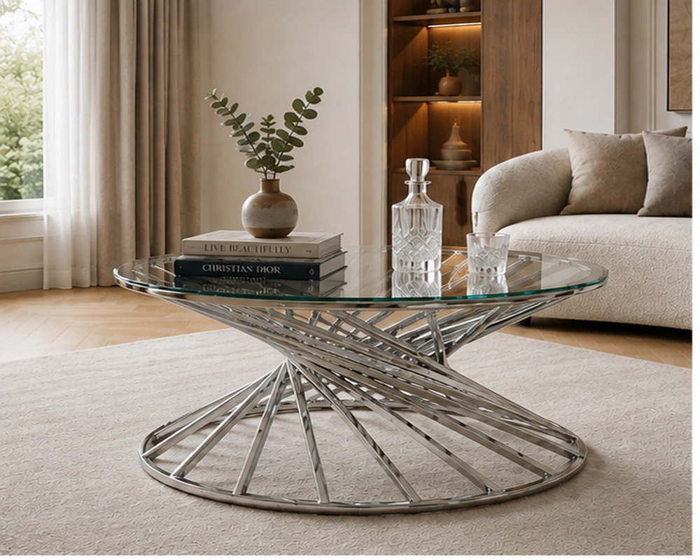 Table Basse de Luxe avec Pieds Métal - Table Basse Élégante pour Décoration Moderne