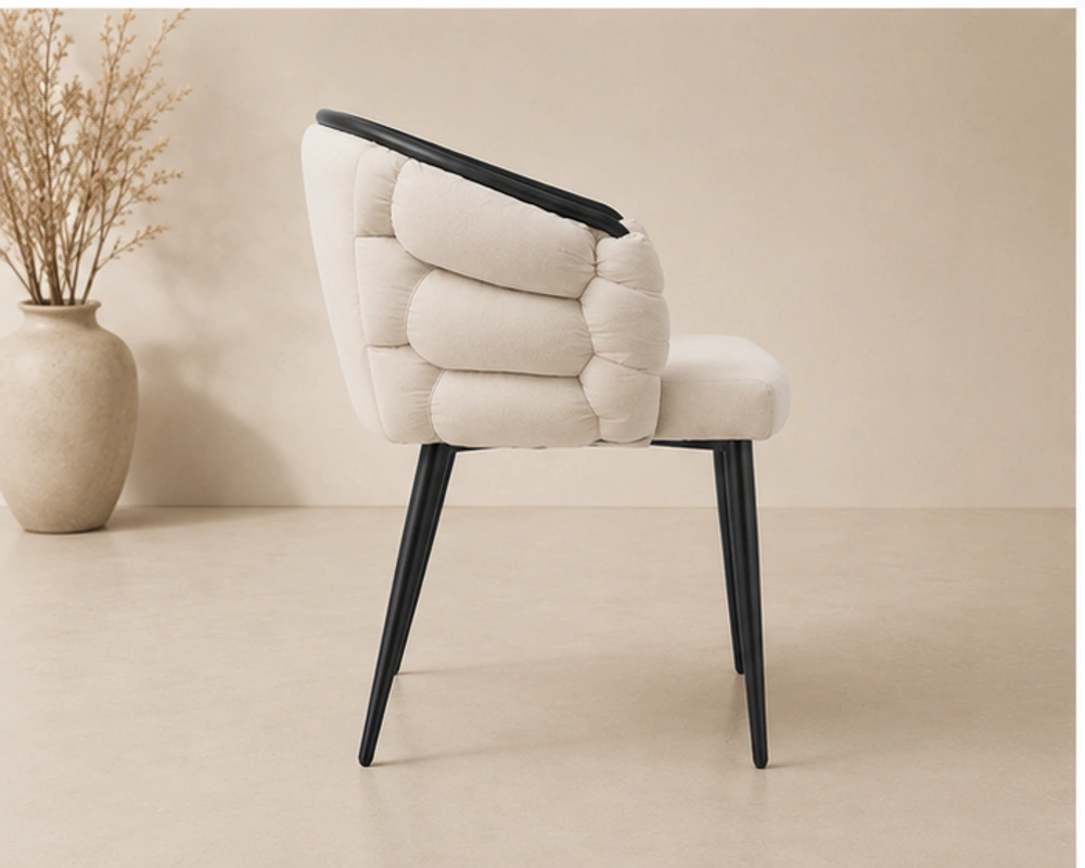 Chaise de Salle à Manger Beige au Style Moderne - Chaise en Velours Bubble - Lot de 4/6 Chaises – Image 3