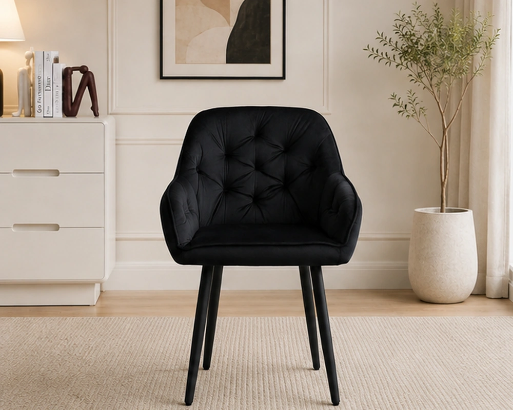 Chaise en Noir - Chaise Design Moderne en Velours - Lot de 4/6 Chaises