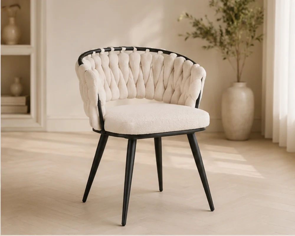 Chaises Rembourrée Beige avec Pieds en Métal - Chaises