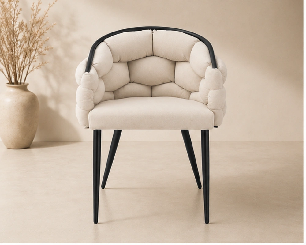 Chaise de Salle à Manger Beige au Style Moderne - Chaise en Velours Bubble - Lot de 4/6 Chaises