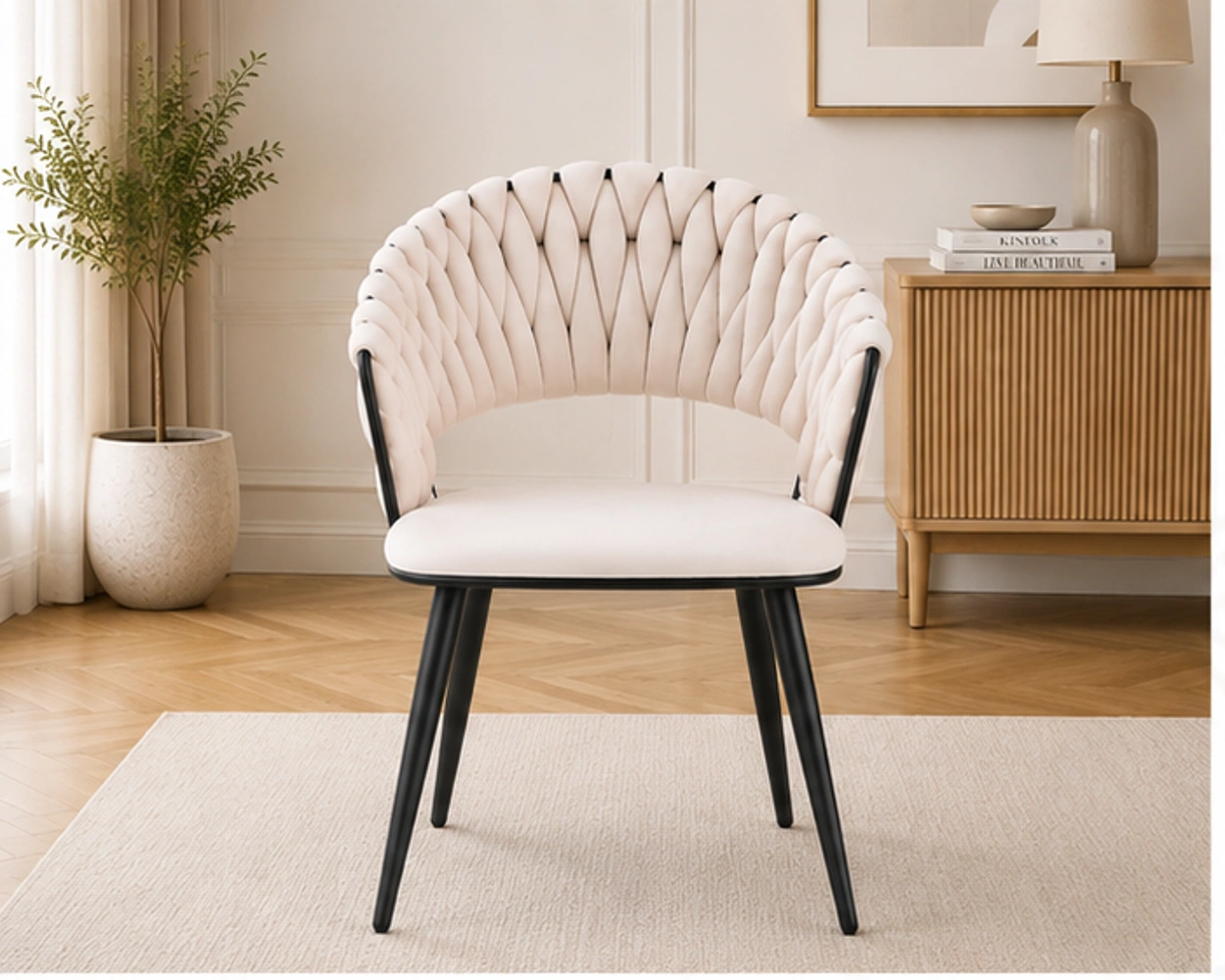 Chaise de Salle à Manger Beige au Style Moderne - Chaise Design Moderne en Velours - Lot de 4/6 Chaises
