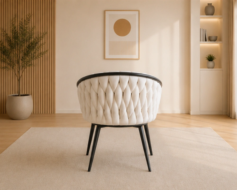 Chaises en Blanc - Chaises en Velours Blanc Moderne - Lot de 4/6 Chaises – Image 3