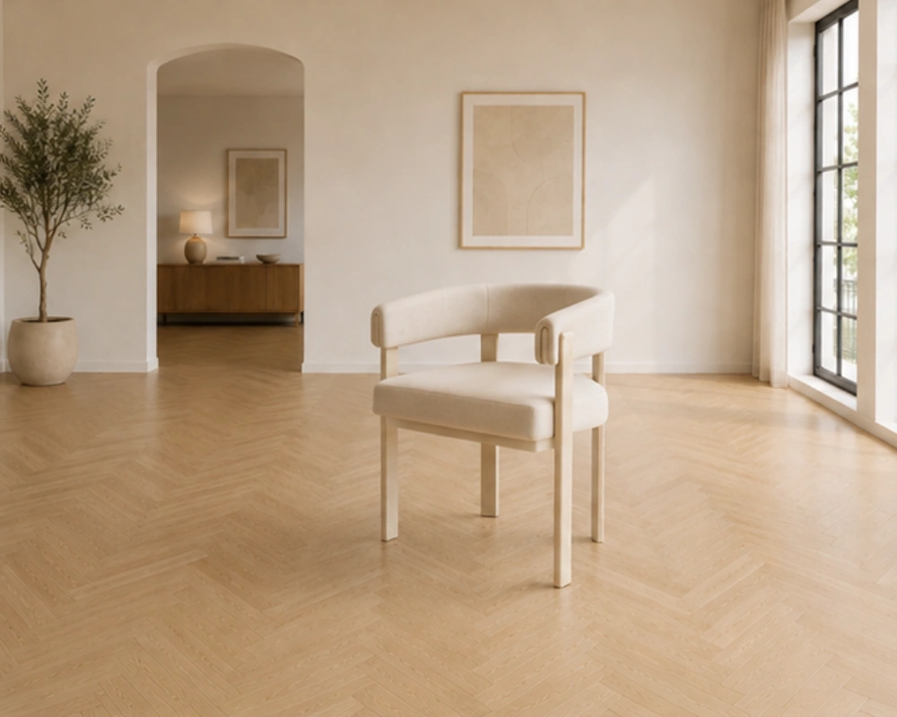 Chaise Élégante Beige avec Structure en Bois Robuste - Chaise Design Rembourrée avec Pieds en Bois