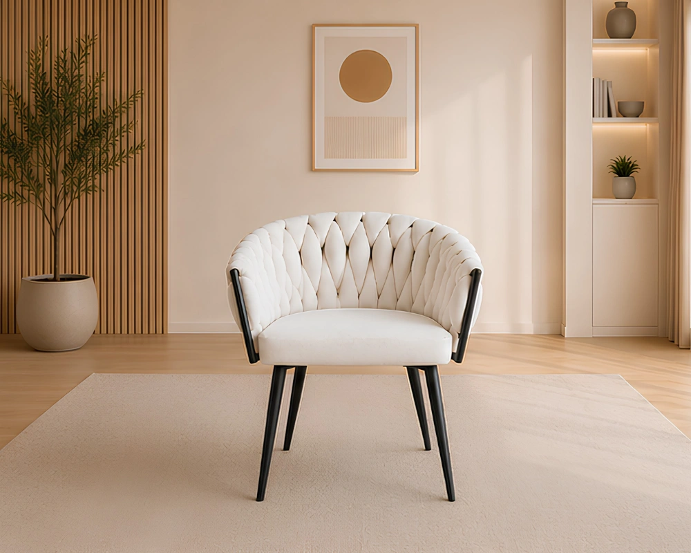 Chaises en Blanc - Chaises en Velours Blanc Moderne - Lot de 4/6 Chaises – Image 2
