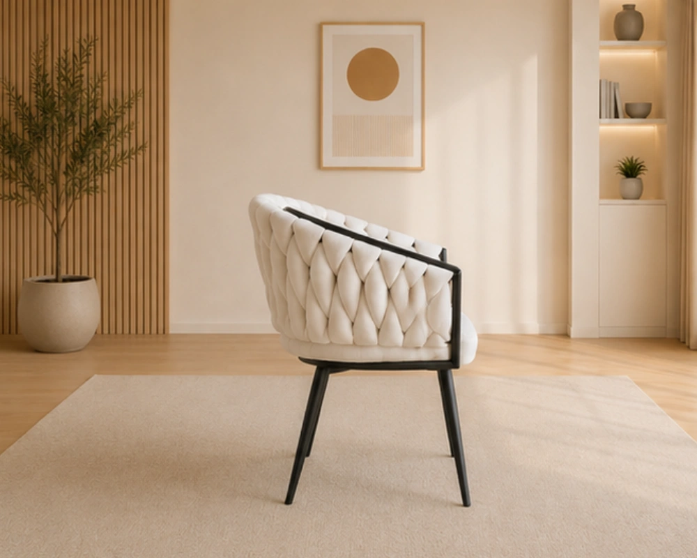 Chaises en Blanc - Chaises en Velours Blanc Moderne - Lot de 4/6 Chaises – Image 4