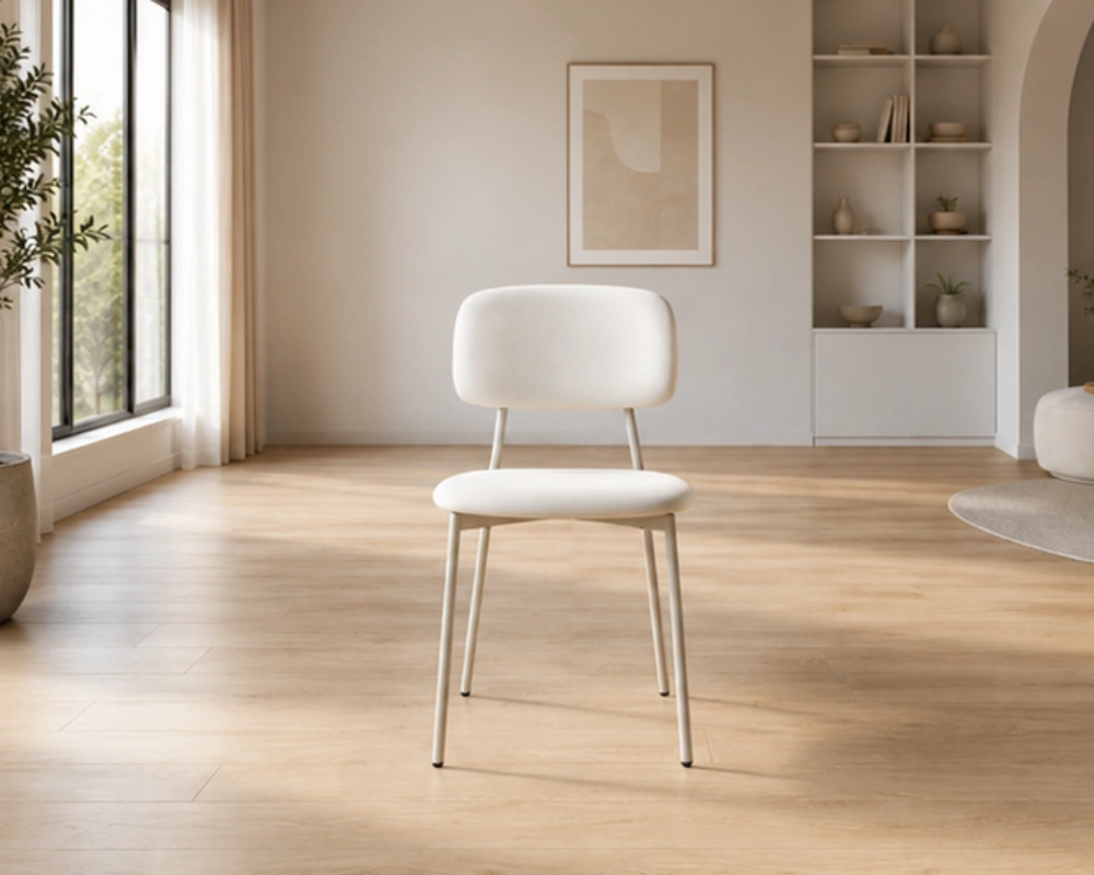 Chaise Design en Tissu Blanc – Mobilier Moderne pour Salle à Manger en 4 ou 6 Chaises - Chaises neuf – Image 2