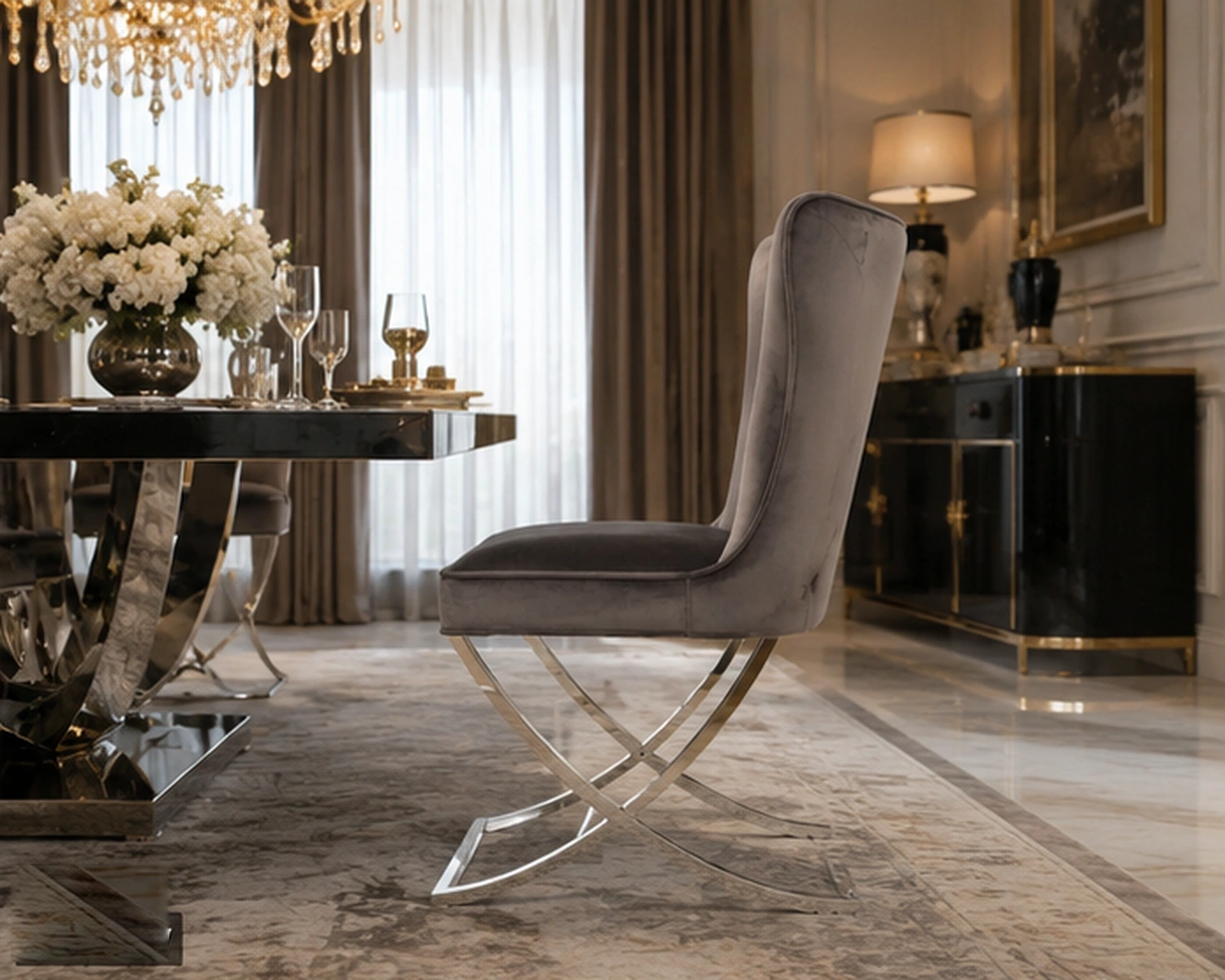 Chaise salle à manger confortable 4 et 6 – chaise rembourrée au design élégant – Image 2