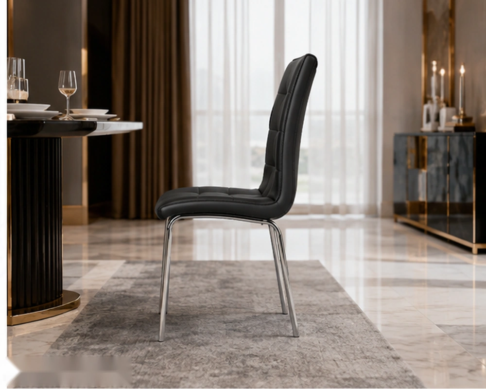 Chaise de salle à manger capitonnée – chaise élégante avec dossier haut – Image 4
