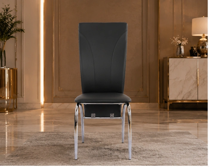 Chaise repas en velours capitonné – chaise salle à manger haut dossier – Image 5