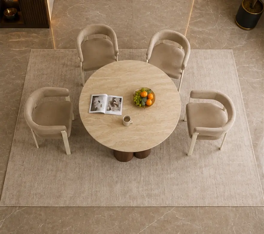 Table à Manger Familiale avec 4 Chaises - Ensemble Salle à Manger Contemporain