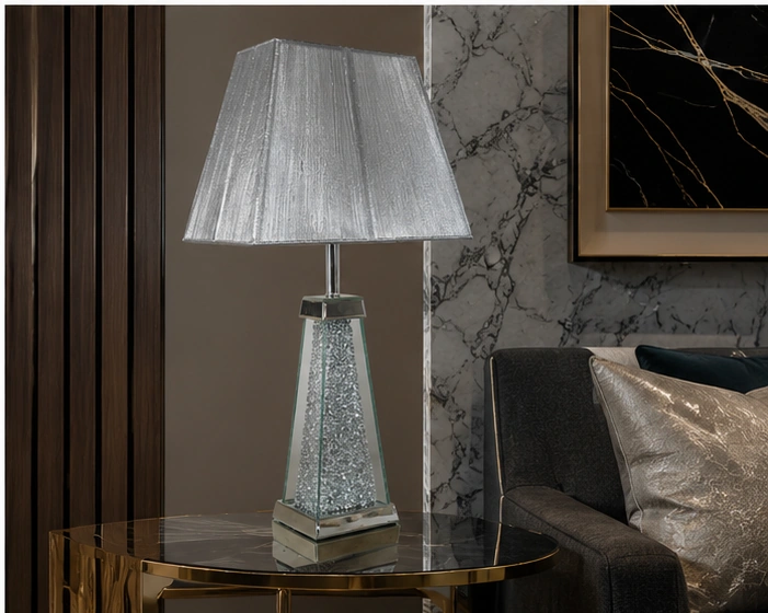 Lampe de Table Décorative Moderne en Cristal et Métal – Base Élégante et Abat-Jour Texturé pour un Intérieur Chic et Luxueux – Image 5