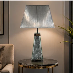 Lampe de Table Décorative Moderne en Cristal et Métal – Base Élégante et Abat-Jour Texturé pour un Intérieur Chic et Luxueux
