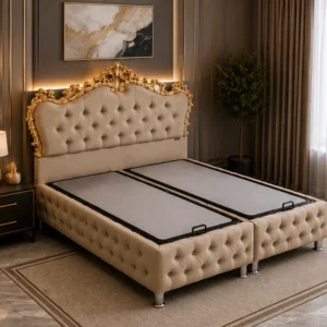 Lit Coffre Victoria 160x200 – Lit Double Élégant avec Coffre Intégré - Lit Coffre Victoria – lit Coffre 160x200 cm | Gris, Beige, Noir ou Rose